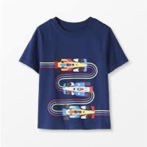 Hanna Andersson Navy Tee with Colorful Race Car Track Graphic